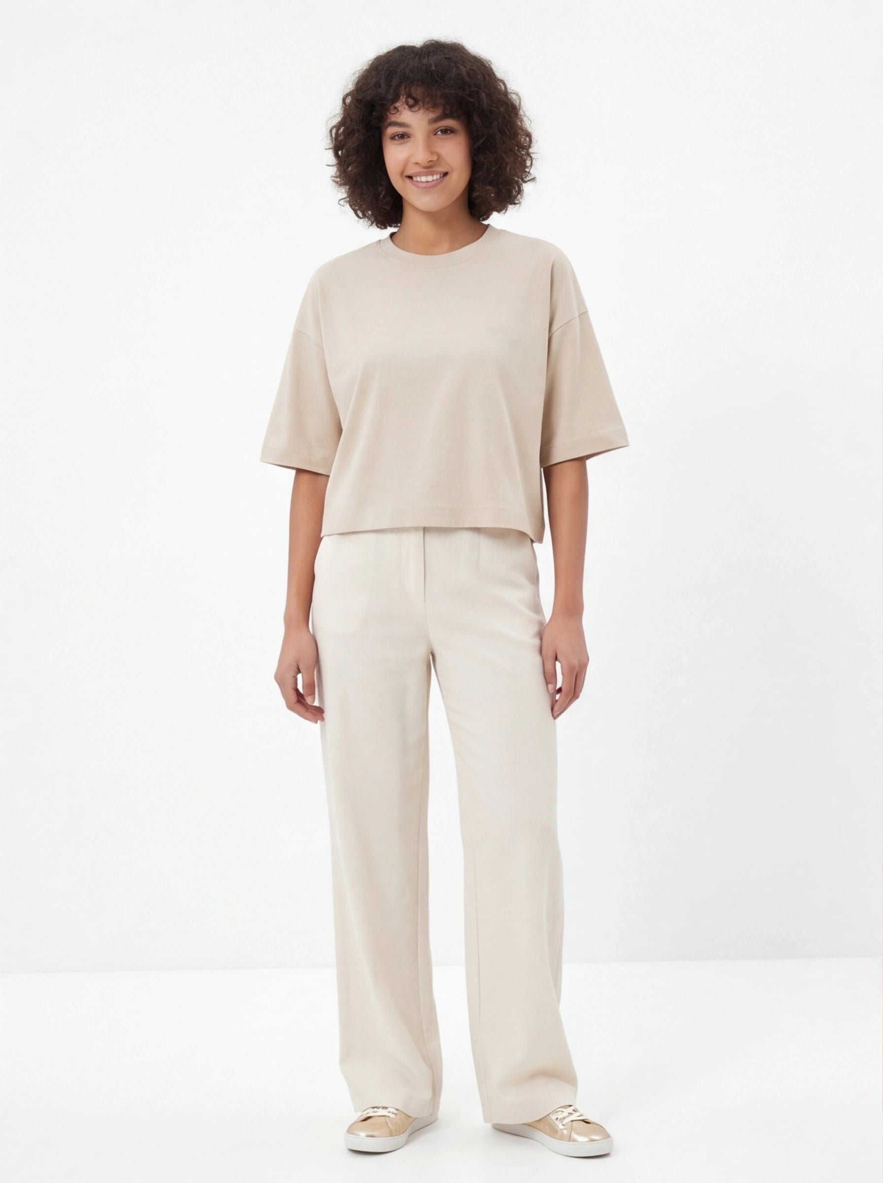 Koszulka damska oversize BEIGE WINGS UNLEASH