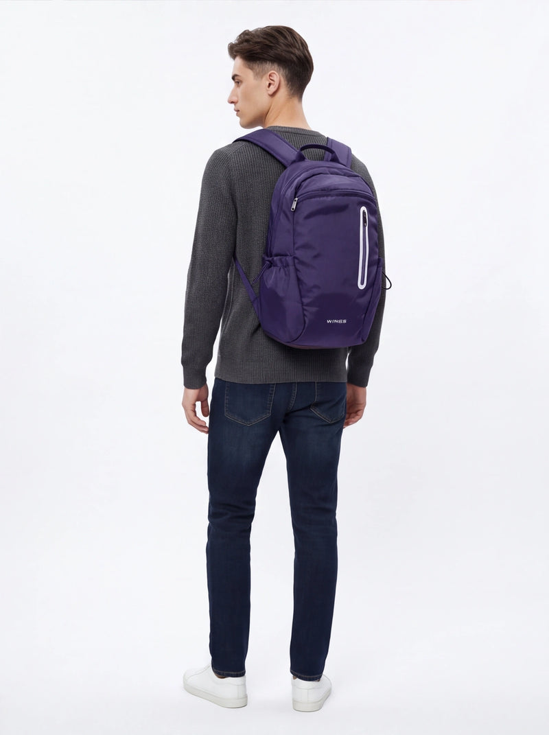 WINGS 24L School Backpack for a 15.6-inch Laptop with Reflective Details and A4 Organizer, Navy Blue