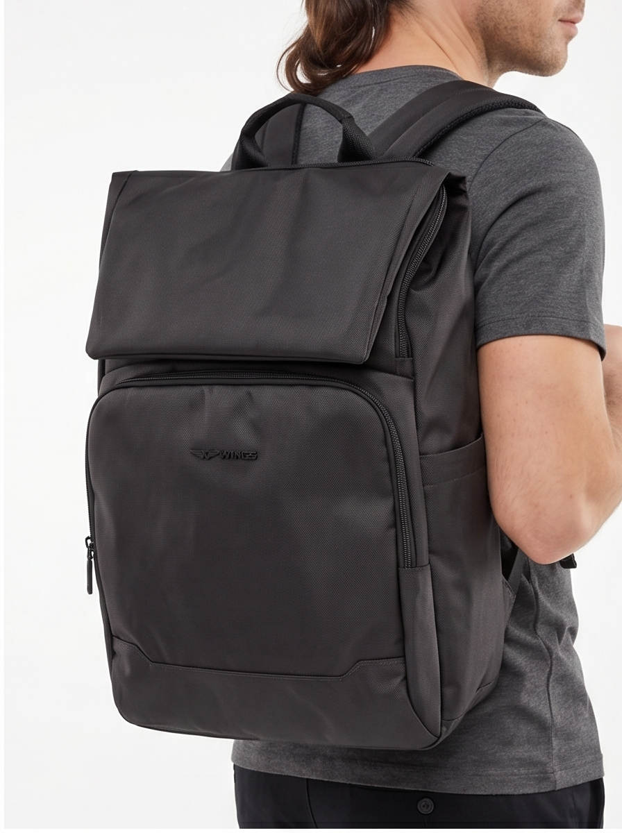 BRANT men's backpack WINGS for 17-inch laptops, travel, 22L, BLACK - BRANT men's backpack WINGS for 17-inch laptops, travel, 22L, BLACK -