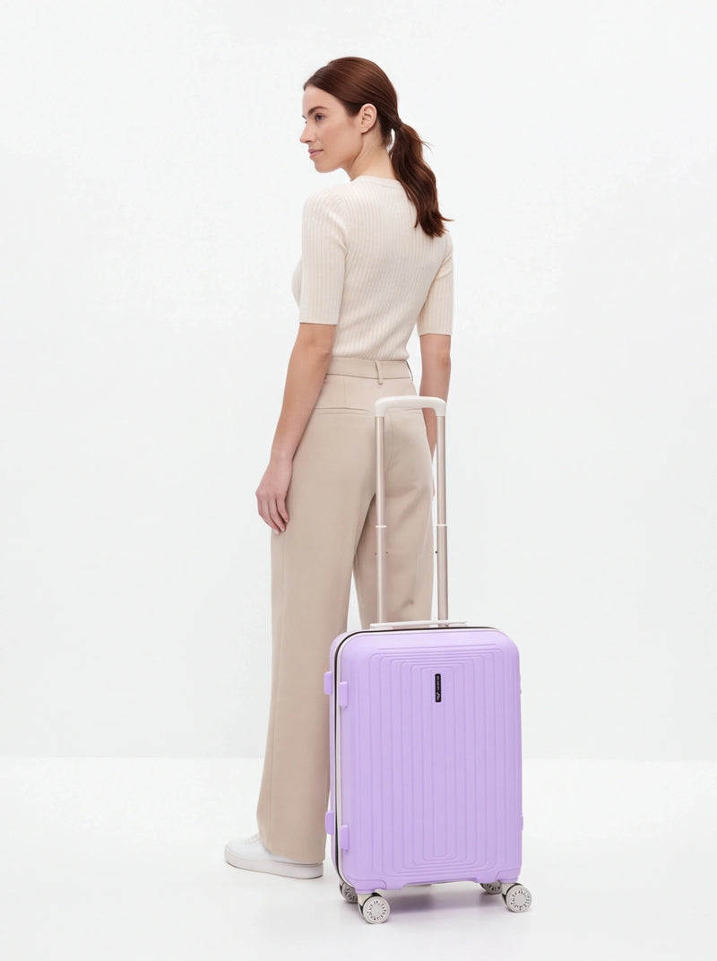 WINGS PUFFIN 20" WHITE PURPLE CABIN SUITCASE