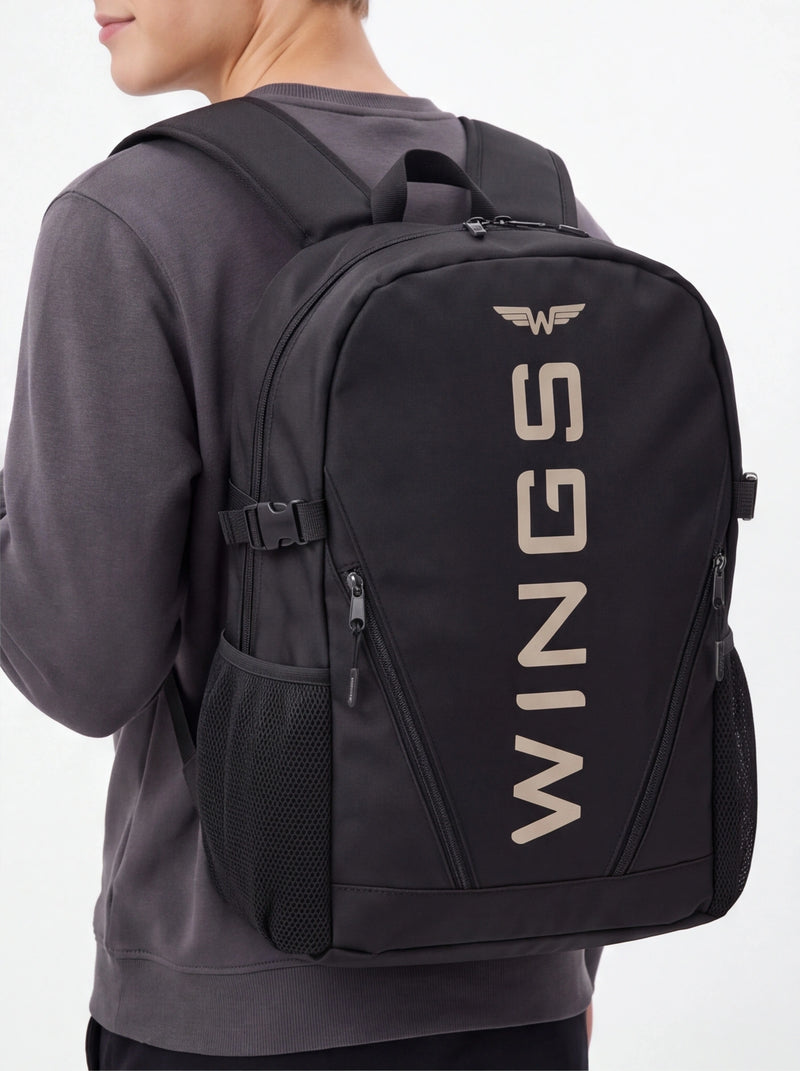 WINGS schoolrugzak voor jongeren 23 l voor laptop van 17 inch met zijvakken BLACK