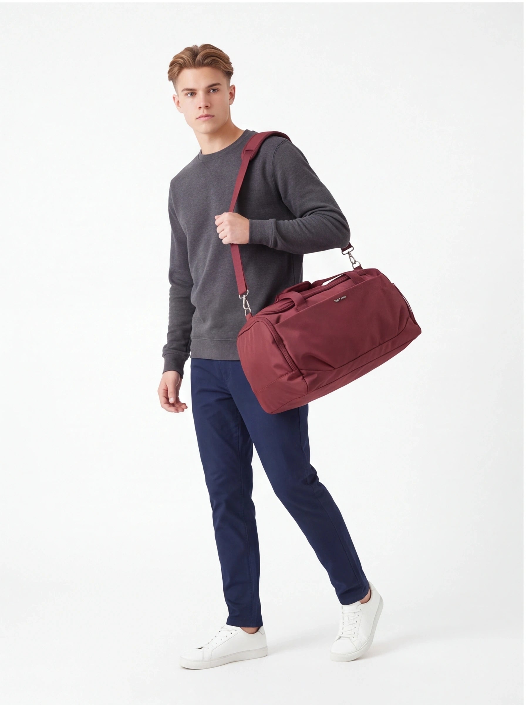 WINGS MAROON travel sports bag for the gym with a shoe compartment